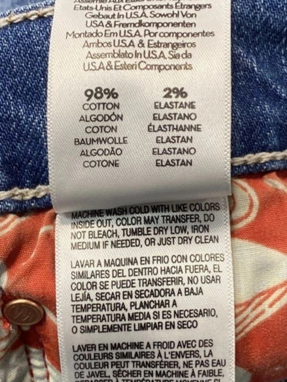 MOTHER Wide-Leg Jeans in Blue with Red Accent Hem - Picture 8 of 9